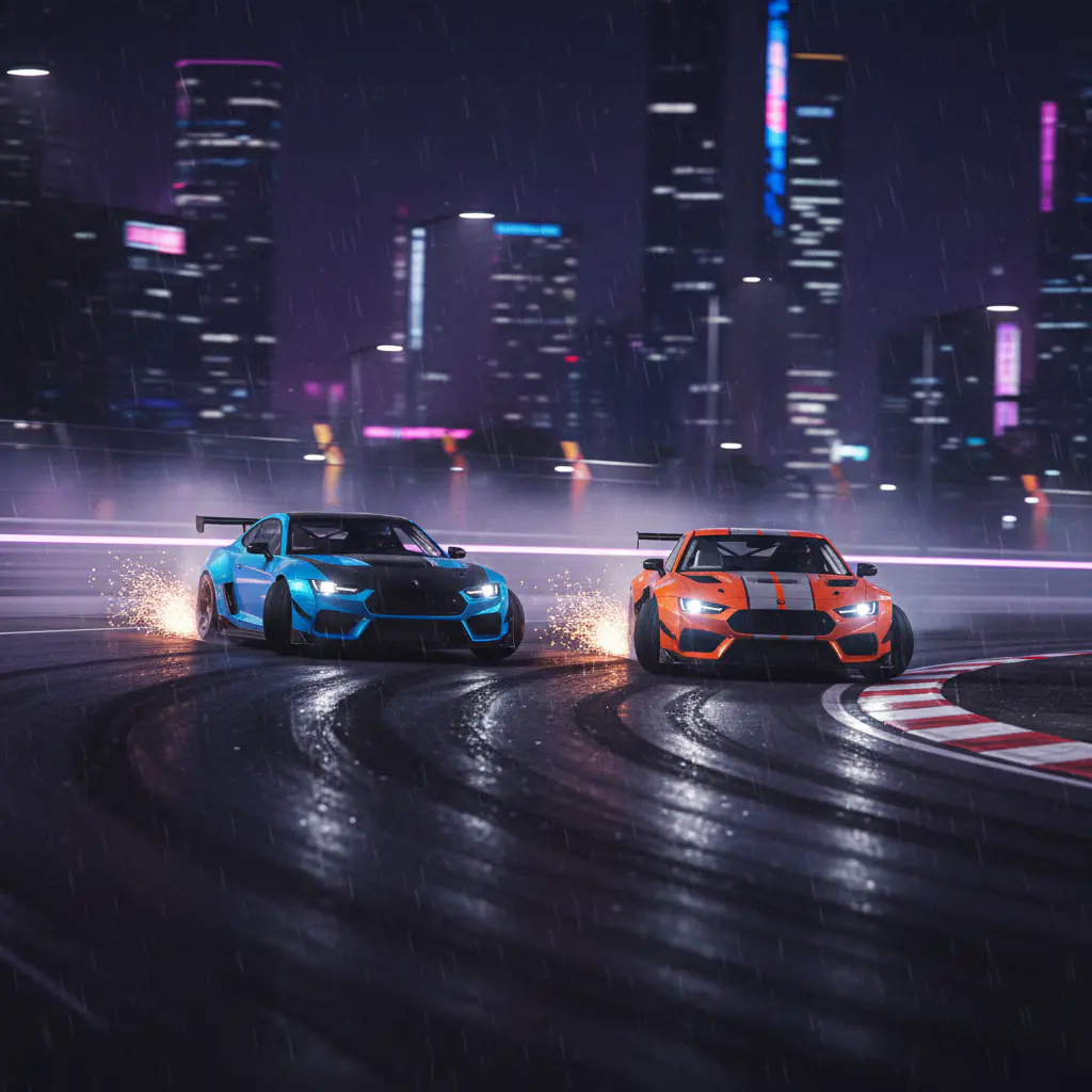 Zwei Rennautos beim Driften